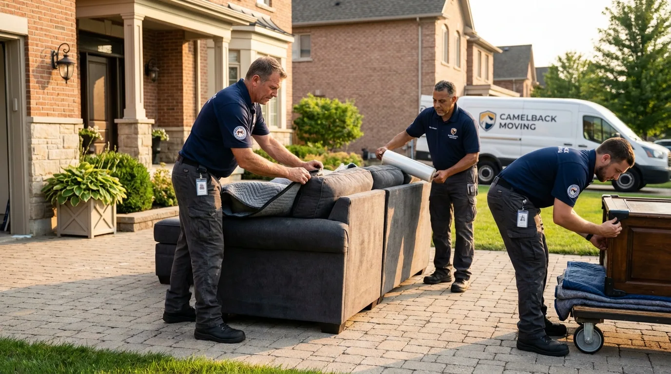Large estate moving crew wrapping furniture in La Blanca, TX